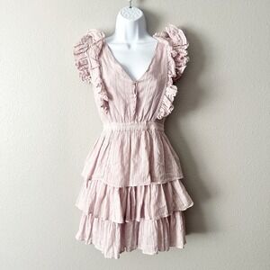 House of Harlow 1960 Ruffle Tiered Layered Lilac Mini Dress women's size XS‎